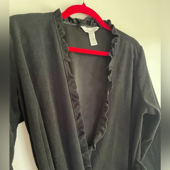 Black Women's Robe With Pockets - Picture 2 of 6